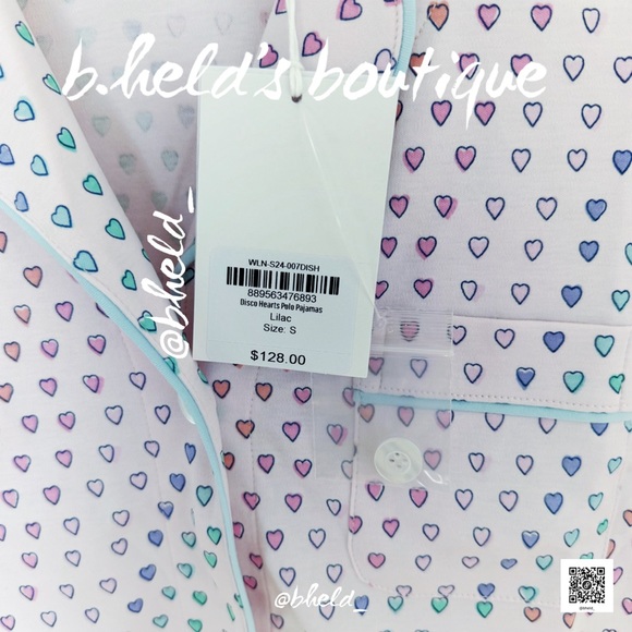 Roller Rabbit Disco Hearts Polo Pajamas in Lilac Size Small S Brand New NWT - Picture 7 of 14